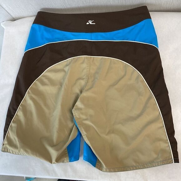 Hobie Vintage Swim Trunks Shorts Mens Sz 32 Unlined Brown Tan Blue - Picture 3 of 10